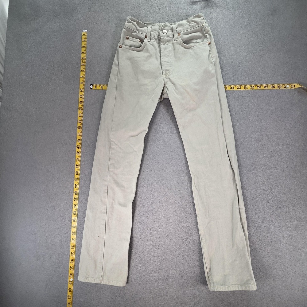 VTG Levis 501 Jeans Mens Beige Wash Straight Button Fly Made‎ USA Fits 23x29